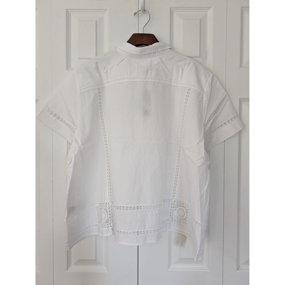 J. Crew Gamine Eyelet Trim Shirt Size 24 White NWT $138 CK076 - Picture 5 of 8